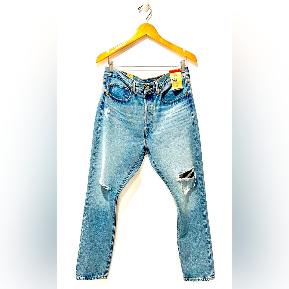New Levi's 501 Skinny High Rise Distressed Blue Jeans Womens Size 30x28